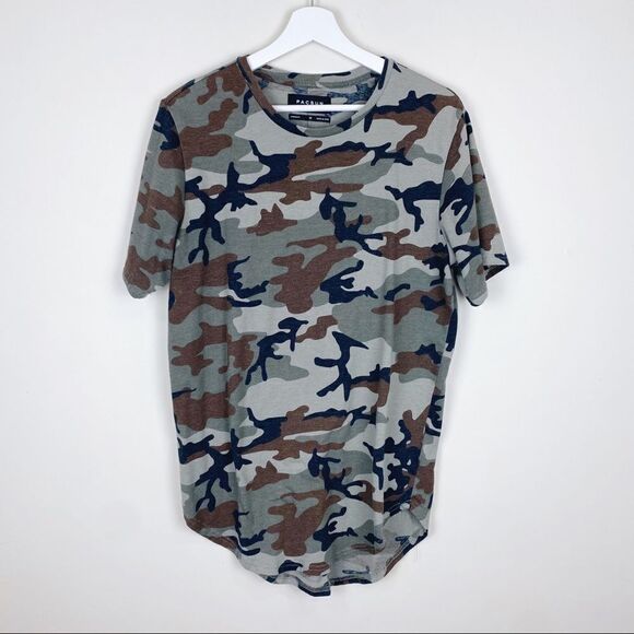 PacSun Camo Tee Longer Fit Rounded Hem - Picture 1 of 5